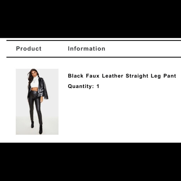 Black Faux Leather Pants - only worn once, super cute & in perfect condition! - Picture 2 of 2